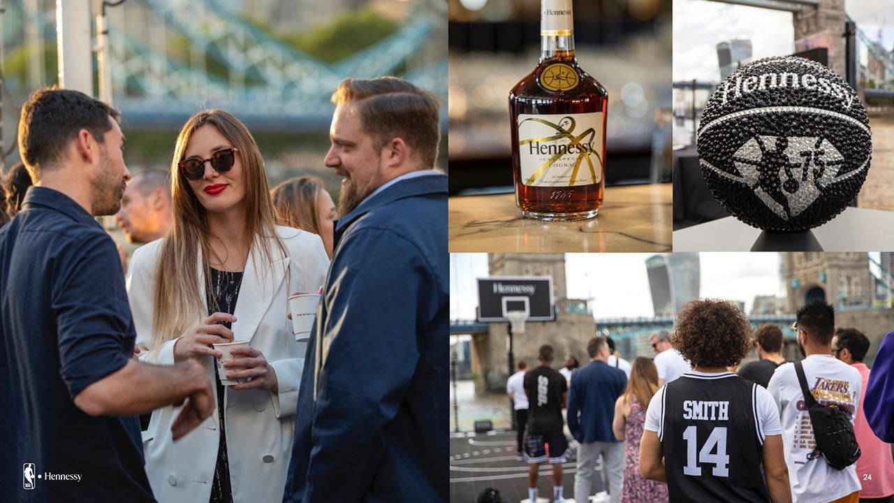 Basketball game on the floating Hennessy NBA court.