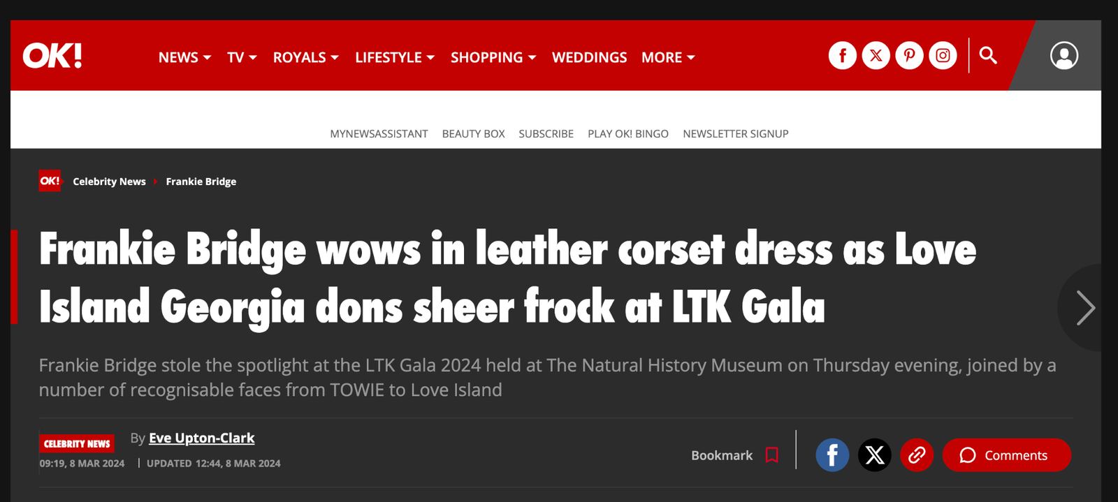 LTK Creator Gala reporting slide.